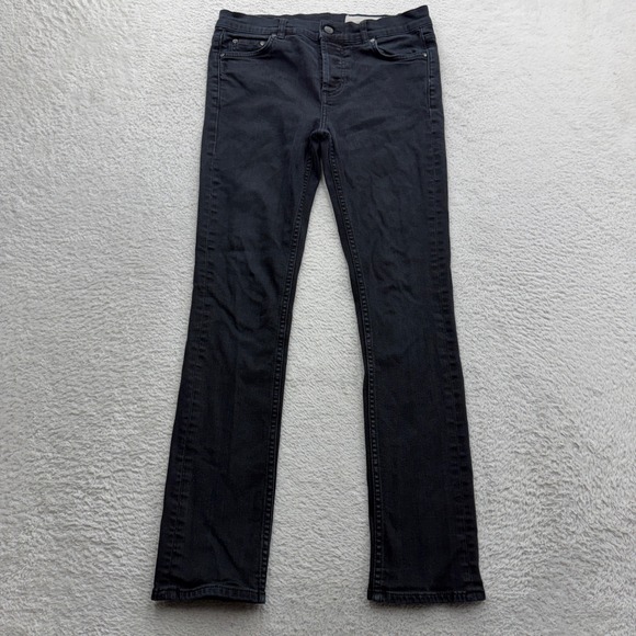 AllSaints Denim - AllSaints Spitalfields Womens Skinny Jeans Washed Black Button Fly Denim Pants